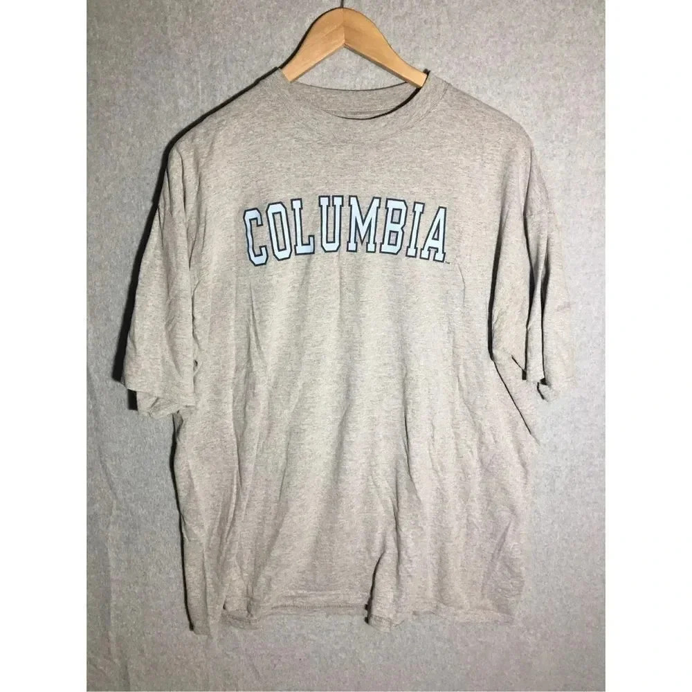 Mens Champion Shirt Columbia Mock Neck Grey Blue Casual College